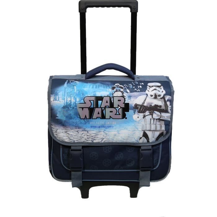 STAR WARS Cartable à Roulettes 2 compartiments + 1 poche Bleu Enfant