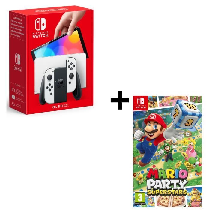 Pack : Console Nintendo Switch OLED Blanche + Mario Party Superstars