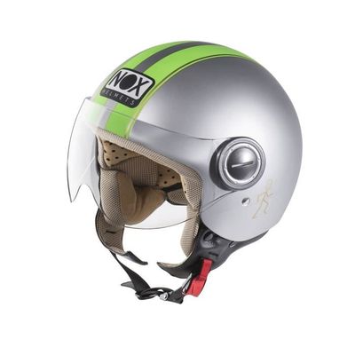 NOX N210 Casque Jet Gris Mat et Vert Fluo