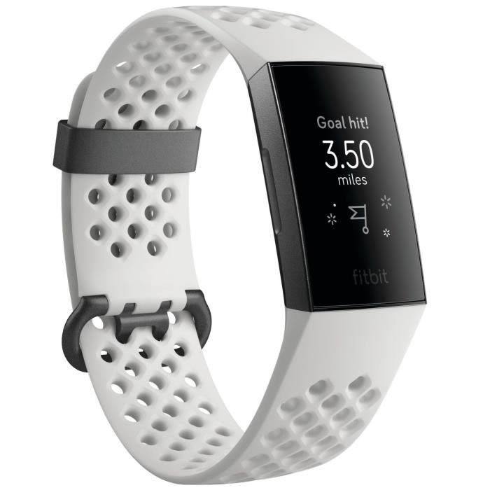 FITBIT Bracelet connecté Sport Charge 3 - Spéciale édition - Blanc givré et graphite