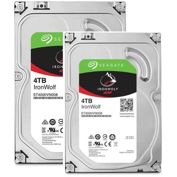 SEAGATE Pack de 2 disques durs NAS HDD Iron Wolf 4To 3,5 - ST4000VN008 -  Cdiscount Informatique