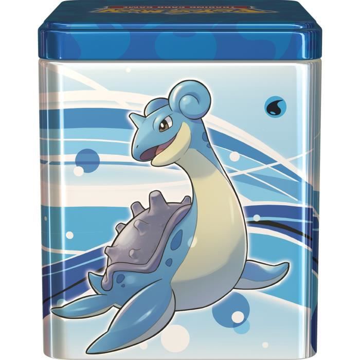 Boîte Empilable Métal Pokémon JCC - 3 Boosters Aléatoires + 2 Pages D'autocollants - Styles Psy, Métal, Dragon