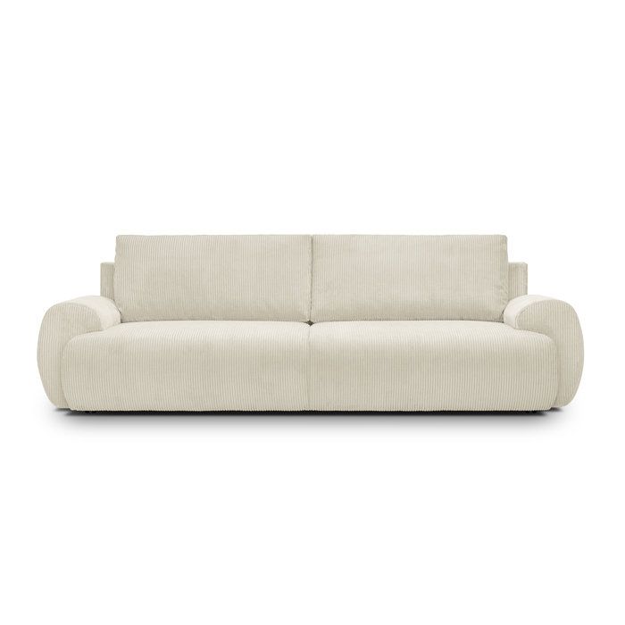 Canapé convertible 3 places MILO Tissu velours côtelé Coffre de rangement 254 x 99 x 84 cm