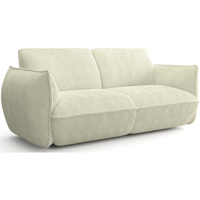Canapé fixe - 3 places - SOFFIO - Tissu Crème - 220 x 98 x 83 cm