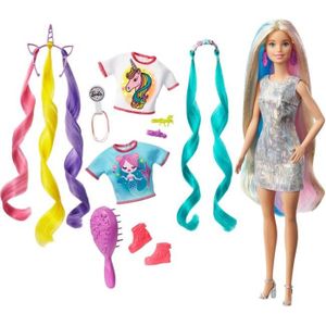 Barbie Ultra Chevelure Tête À Coiffer, Cheveux Blonds Lisses Avec Mèches  Arc-En-Ciel, Et Accessoires Color Reveal avec Changement De Couleur, Jouet  pour Enfant de 3 ans et Plus, HMD78 : : Jeux