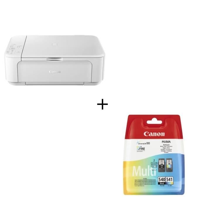 CANON PIXMA MG3650S BLANCHE + Pack 2 cartouches PG-540/CL-541 - Cdiscount  Informatique