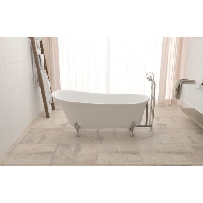 Baignoire Ilot Vintage Avec Pieds Pattes De Lion 160x72 Cm En Acrylique Blanc Et Argente Achat Vente Baignoire Kit Balneo Baignoire Ovale Sur Pieds 1 6m Cdiscount