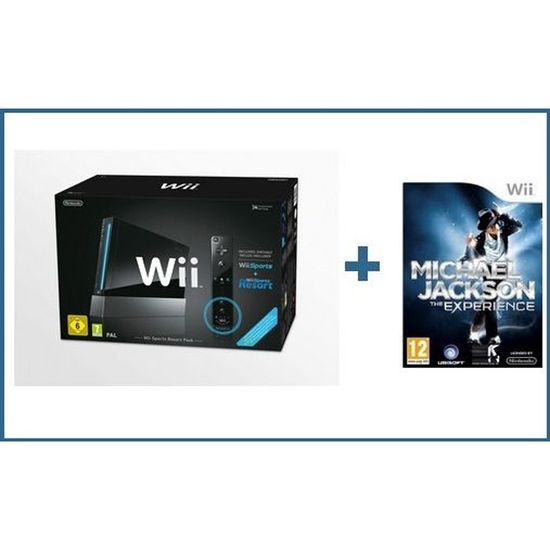Console Wii Noire + Wii Sports Resort + Michael Jackson The Experience
