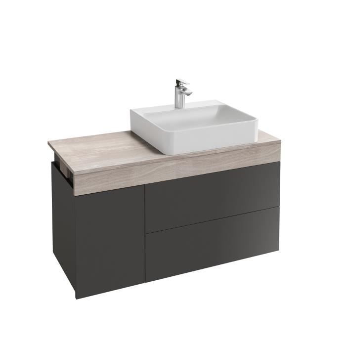 Jacob Delafon Meuble Salle De Bain Vasque A Poser A Droite Decor Chene Gris Et Anthracite L 103cm Sully Cdiscount Maison