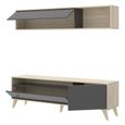 Ensemble meuble TV table basse buffet KOLN- Mélaminé - Style scandinave - Chêne naturel et graphite-7
