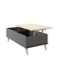 Ensemble meuble TV table basse buffet KOLN- Mélaminé - Style scandinave - Chêne naturel et graphite-8