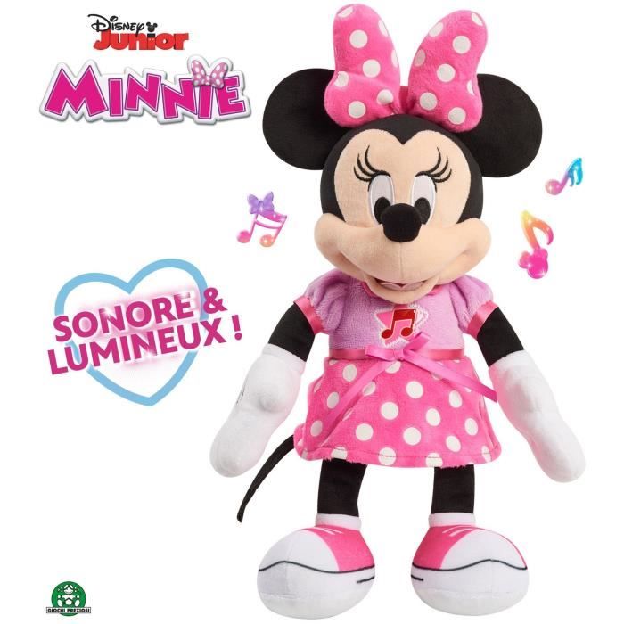 Peluche Minnie Sonore et Lumineuse - Disney - 30 cm - Rose et Noir