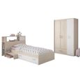 PARISOT Chambre enfant complète - Tête de lit + lit + armoire - Style contemporain - Décor acacia clair et blanc - CHARLEMAGNE-2