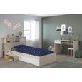 PARISOT Chambre enfant complète Tête de lit + lit + bureau - Style contemporain - Décor acacia clair et blanc - CHARLEMAGNE-0