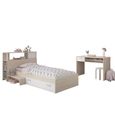 PARISOT Chambre enfant complète Tête de lit + lit + bureau - Style contemporain - Décor acacia clair et blanc - CHARLEMAGNE-2