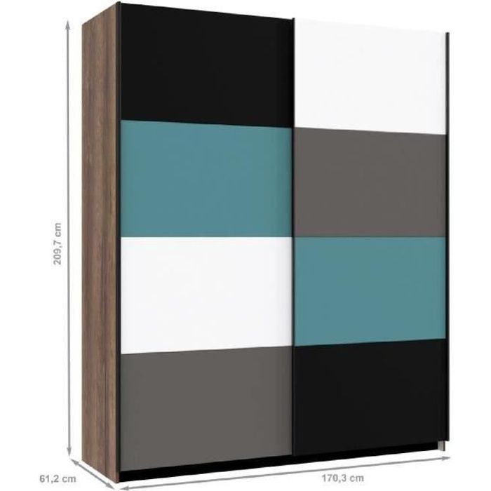 Raven Armoire De Chambre Contemporain Multicolore L 170 Cm