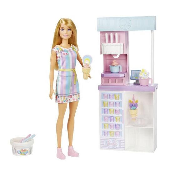 Barbie Coffret Marchande De Glaces Poupée Mannequin Dès