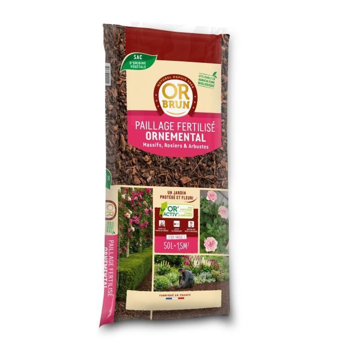 OR BRUN - OBRPORN50 - Paillage Fertilisé Ornemental - Protège Le Sol - Limite Les Mauvaises Herbes -