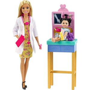 POUPÉE Barbie - Coffret Métier Barbie Docteure avec poupées Barbie et patiente, et accessoires médicaux - Poupée Mannequin - Dès 3 ans