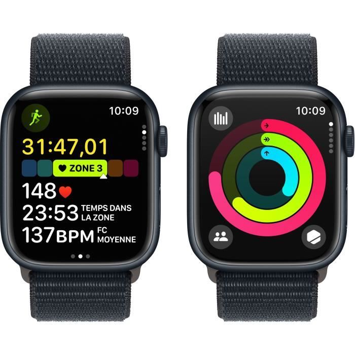 Apple Watch Series 9 GPS - 45mm - Boîtier Midnight Aluminium - Bracelet  Midnight Sport Loop - Cdiscount Téléphonie