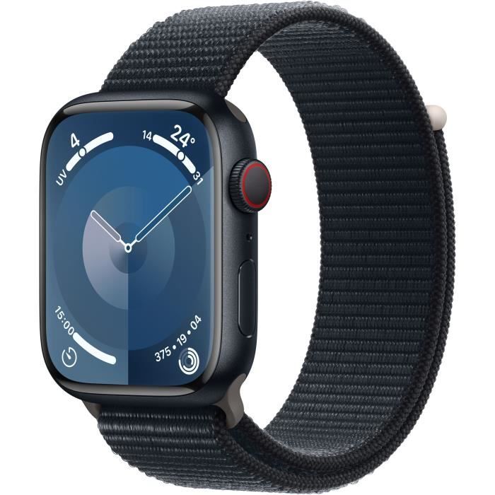 Apple Watch Series 9 GPS + Cellular - 41mm - Boîtier Midnight Aluminium - Bracelet Midnight Sport Lo