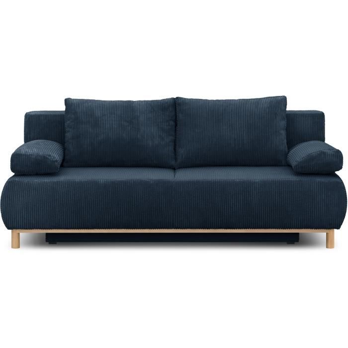 Banquette convertible 3 places MIKA Velours côtelé Coffre de rangement 192 x H 84 x P 93 cm - vue 2