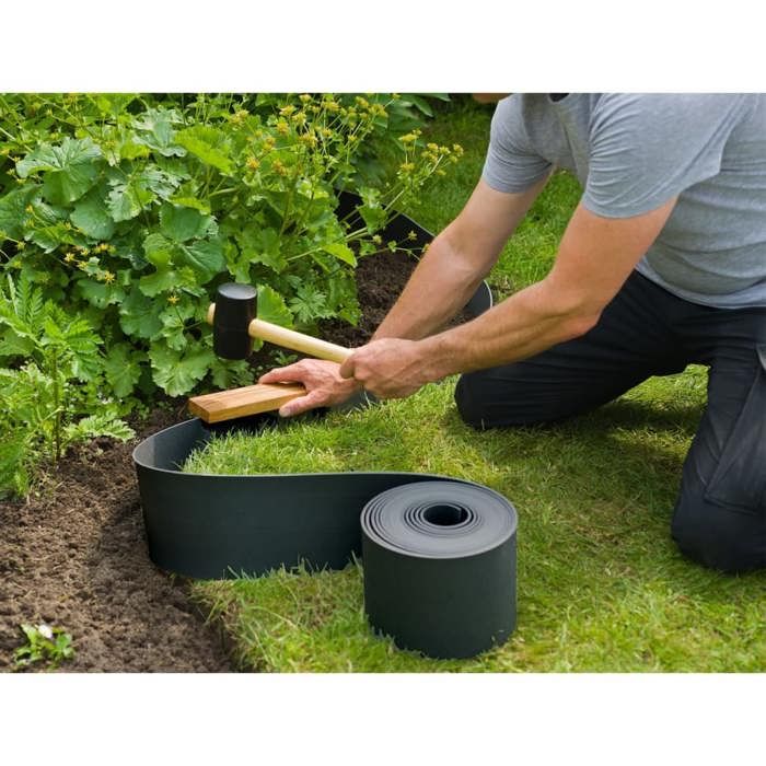 AggFencer Bordure De Jardin Souple Noire 5cm X 7,6m Avec 46 Ancres - Aménagement Paysager Sans Tranchée