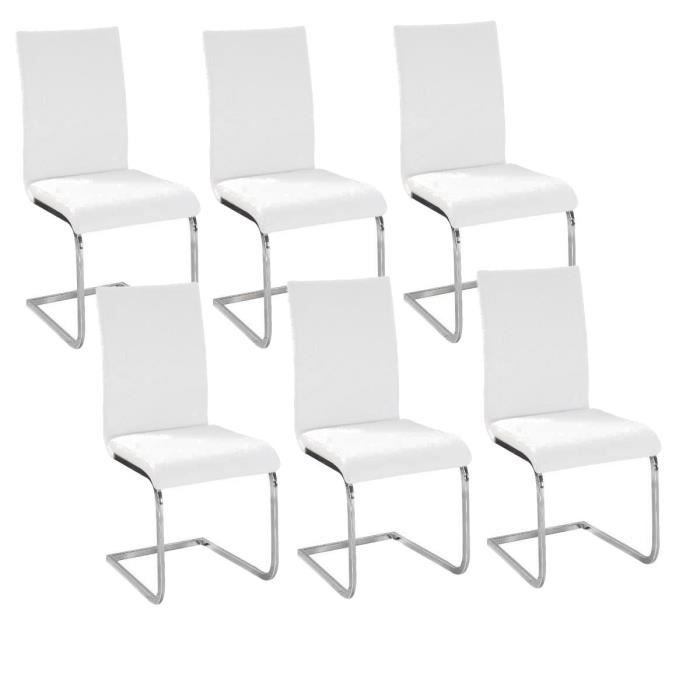 LEA Lot de 6 Chaises de salle à manger blanches