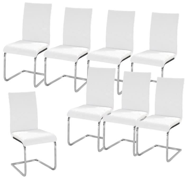 LEA Lot de 8 Chaises de salle à manger blanches