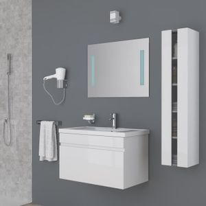 Alban Ensemble Salle De Bain Simple Vasque Avec Miroir L 80