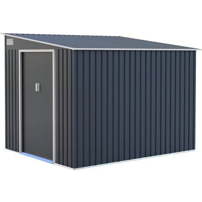 Abri de jardin en métal 5,5 m² - 257 x 215 x 193 cm - Kit d'ancrage inclus - Gris