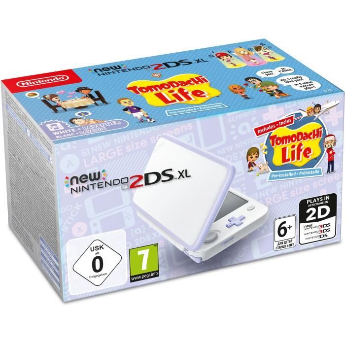 Console New Nintendo 2DS XL - Blanc/Lavande - Tomodachi Life Préinstallé