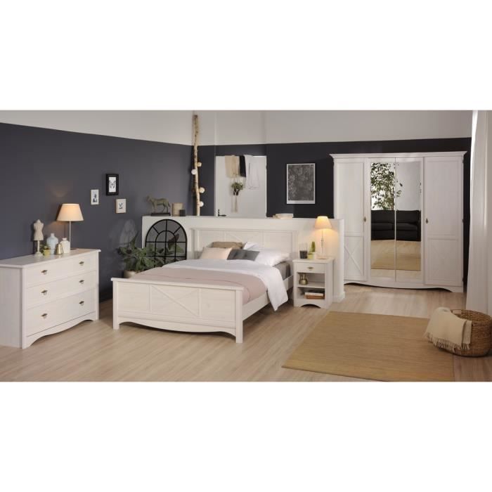 Marine Chambre Complete Adulte Lit 140x190 Armoire Commode