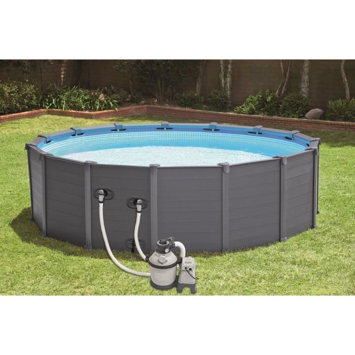 INTEX Kit piscine en résine - graphite - Ø4,78 x H1,24m