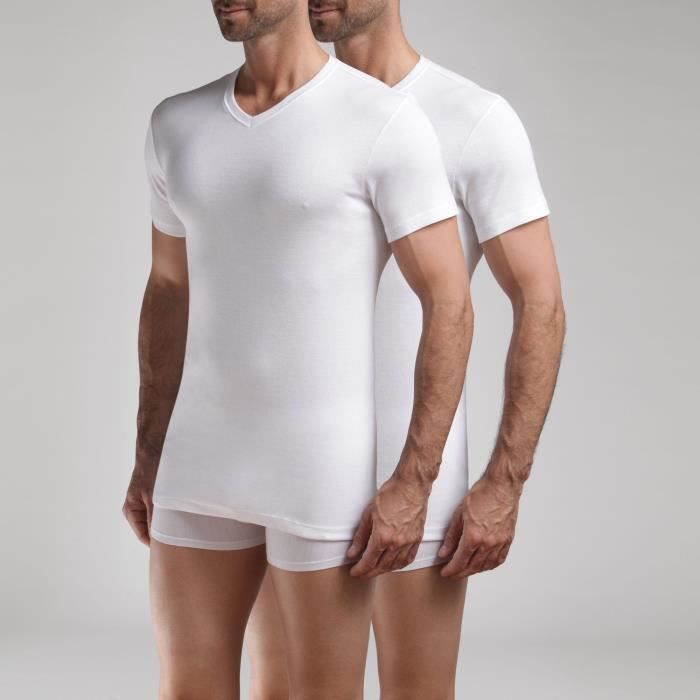 DIM T-shirt Col V Ecodim x2 Blanc