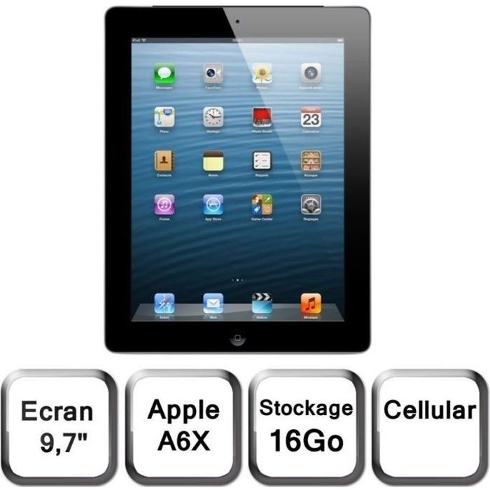 Apple iPad écran Retina Wi-Fi+Cellular 16Go Noir