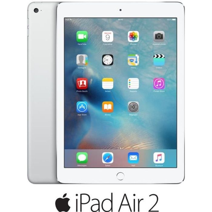 Apple iPad Air 2 – MNV62NF/A – 97 – iOS 9 – A8X 64 bits – ROM 32Go – WiFi/Bluetooth – Argent