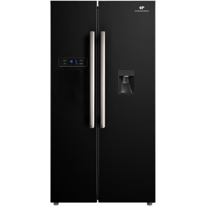 Continental edison réfrigérateur américain-525 l -no Frost-a+-l 89,5 x h 178,5 cm-Noir-Distributeur deau Autonome 348 + 177 