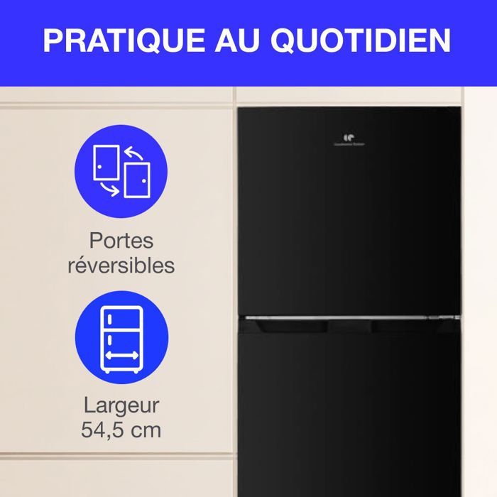 Réfrigérateur Congélateur Bomann 247L - No Frost, Système MultiAirflow, Classe A+, 4 Étagères Verre - Noir - 12