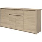 PARISOT Buffet bas - Panneaux de particules - Décor chêne dakota - 4 portes + 1 tiroir - Betty - L 185 x P 46 x H 85,5 cm