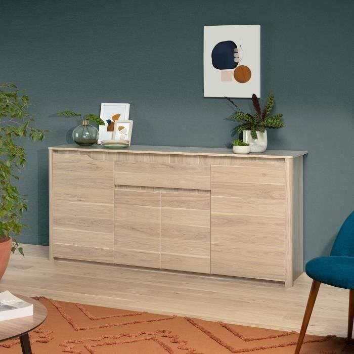 Buffet Bas BETTY - Chêne Dakota - 4 portes 1 tiroir - 185 x 46 x 85 5 cm