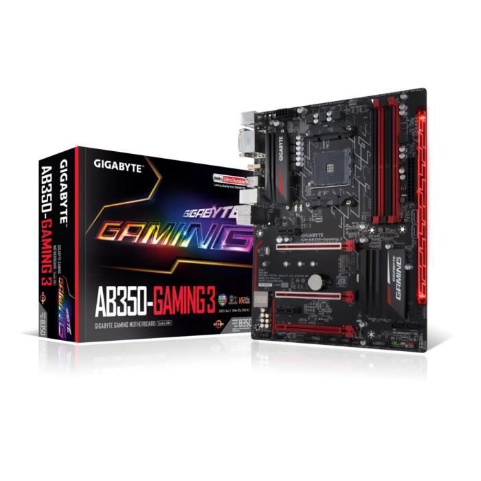 Gigabyte Carte mère AB350-Gaming 3 – Socket AM4 – DDR4 – 2667 MHz – GA-AB350-Gaming 3
