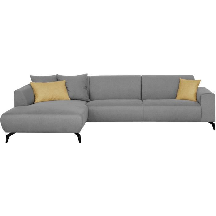Canape D Angle Gauche Pieds Metal Tissu Gris L 290 X P 93 167 X H 74 Cm Bubble Cdiscount Maison