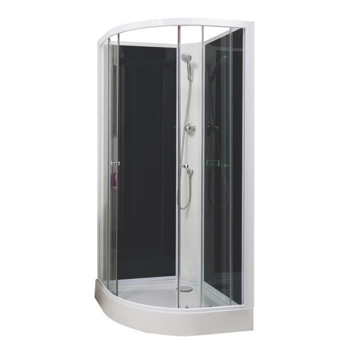 ONDEE - Cabine GENA - Sans silicone - 1/4C 90cm - Profilés aluminium - Blanc - En kit