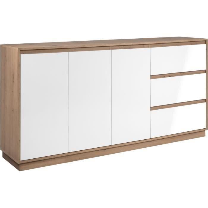 Buffet - PHOENIX - Décor chêne artisan / blanc - 3 portes - 3 tiroirs - 178 x 88 x 40 cm Buffet - PHOENIX - Décor chêne artisan / blanc - 3 portes - 3 tiroirs - 178 x 88 x 40 cm