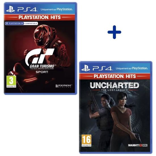 Pack 2 Jeux PS4 PlayStation Hits : Uncharted: The Lost Legacy + GT Sport