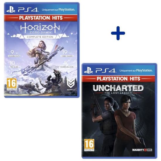 Pack 2 Jeux PS4 PlayStation Hits : Horizon Zero Dawn Complete Edition + Uncharted: The Lost Legacy