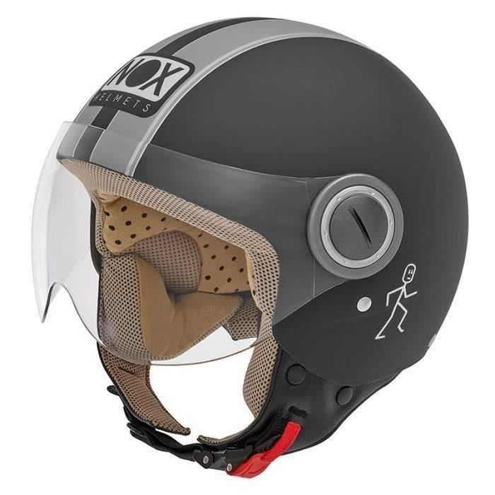 NOX Casque jet N210 - Noir et gris mat