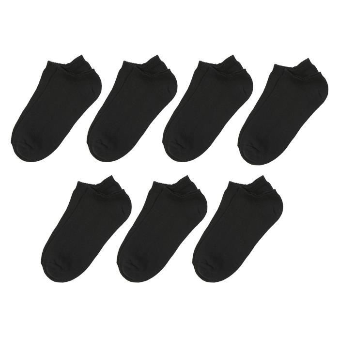 Lot de 7 Chaussettes Sneakers Basic Noir Femme Noir - Cdiscount