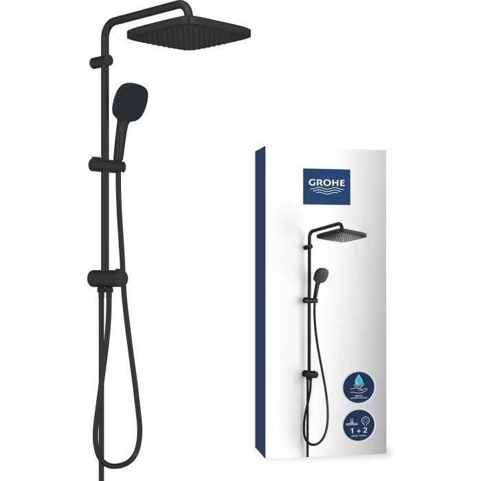 Colonne de douche avec inverseur manuel - Economie deau - GROHE Vitalio Comfort 250 - Noir Mat - 266982431